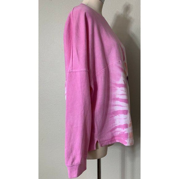 Victoria Secret PINK Varsity Crew Swearshirt Fuchsia Tie Dye Large NWT - Picture 6 of 10